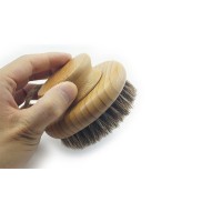 Natural round sisal vegan bristle bamboo wooden dry body bath brush for women